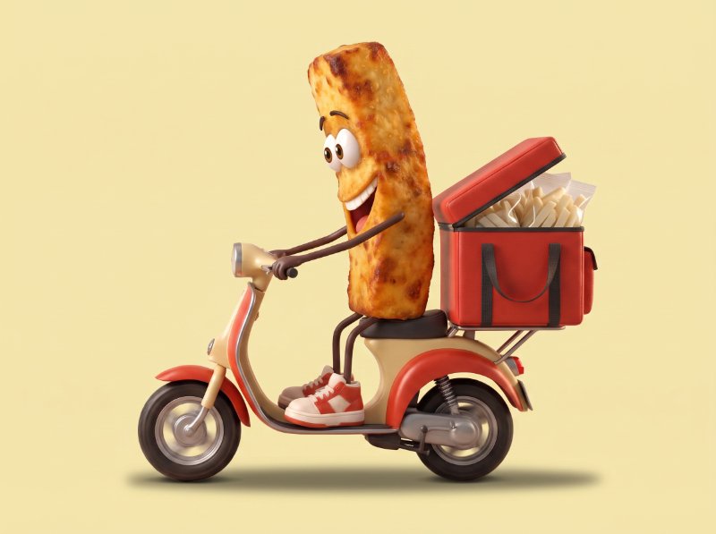 Monsieur Frity livre les sachets à scooter